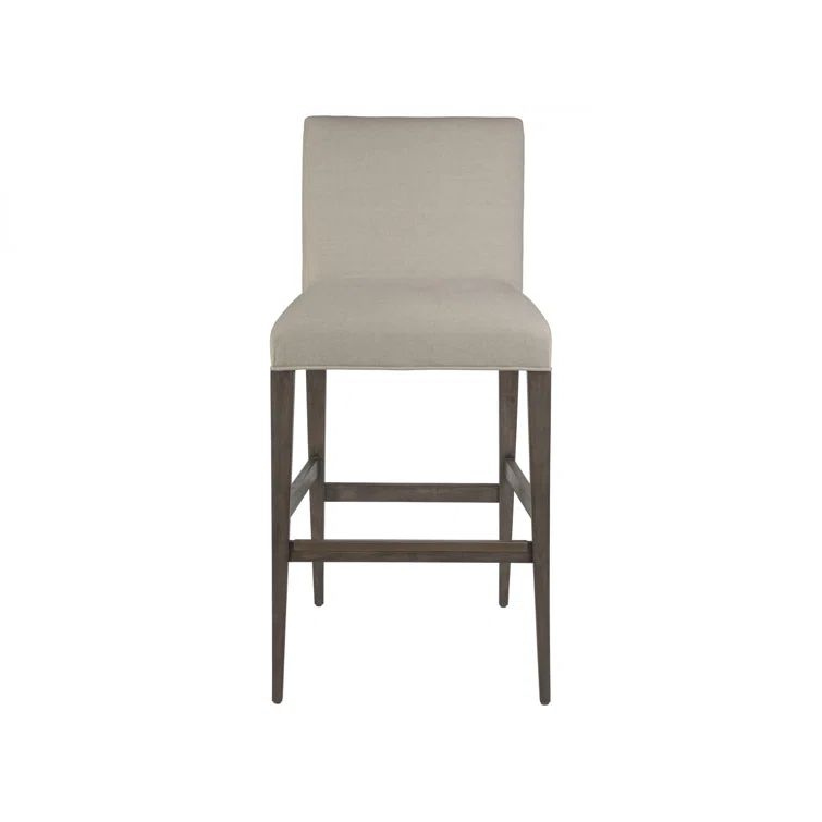 Antico Mahogany and Linen Low Back Bar Stool