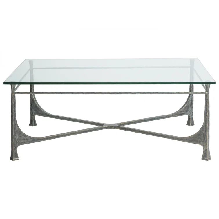 Bruno Rectangular Glass and Metal Coffee Table