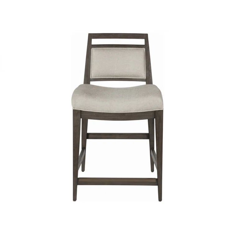 Gray Mahogany Upholstered Counter Stool with Cone Legs