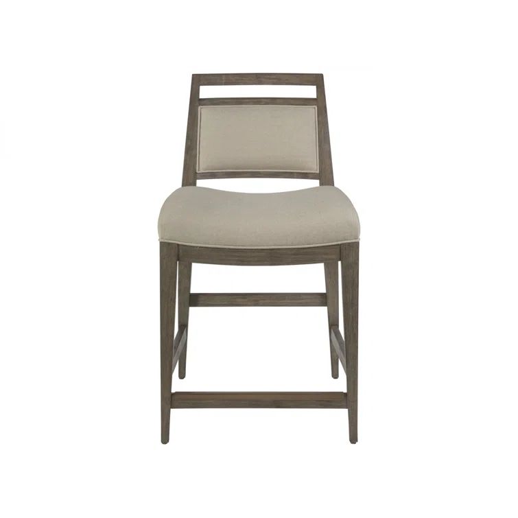Grigio Mahogany Upholstered Counter Stool with Linen Blend