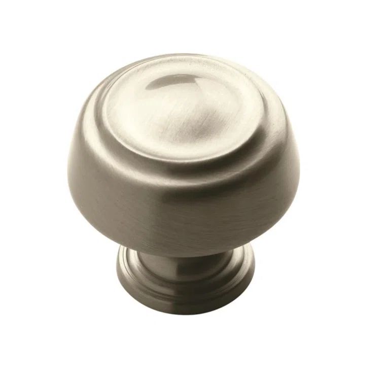 Satin Nickel Round Cabinet Knob with Mounting Hardware