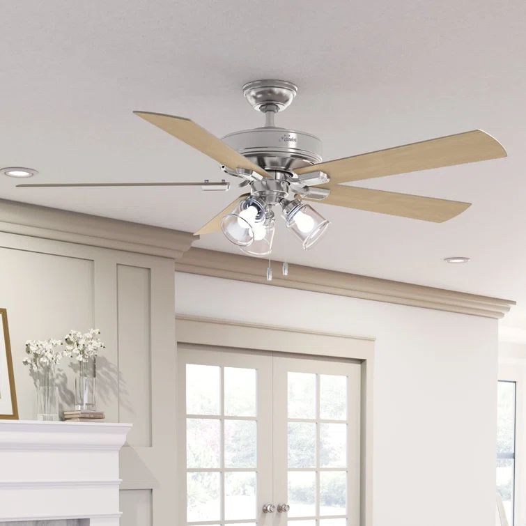 Crestfield 60" Brushed Nickel Ceiling Fan with LED Light and Reversible Blades