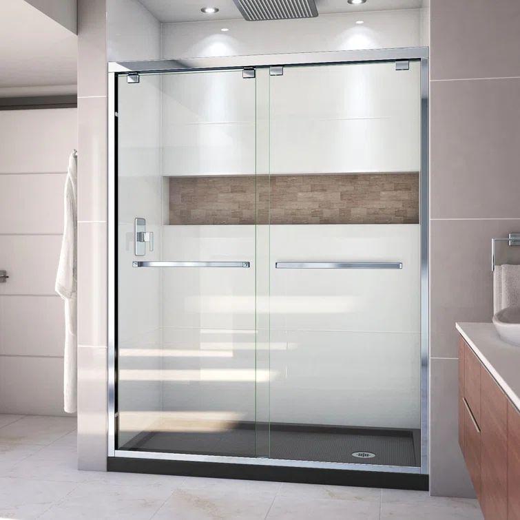 Encore 60" x 36" Clear Glass Semi-Frameless Sliding Shower Kit