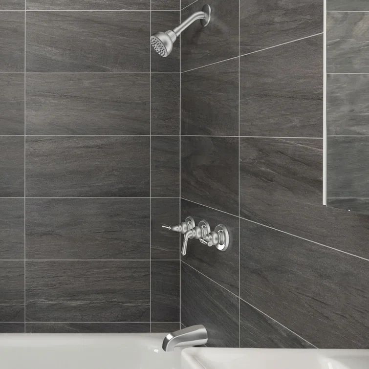Polished Chrome Three Handle Tub and Shower Set