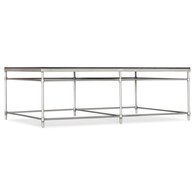 Black and Silver Rectangular Wood Metal Coffee Table