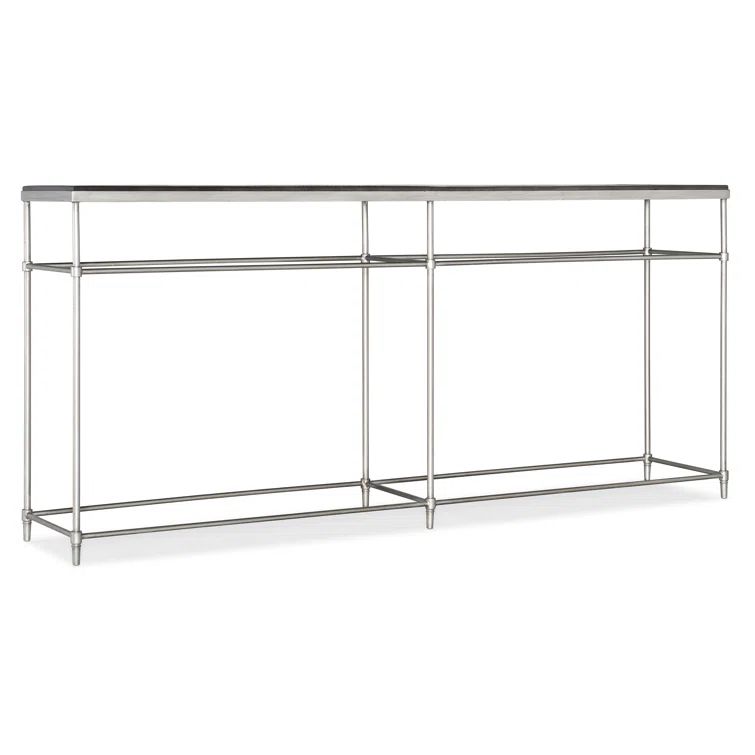 Black and Silver Rectangular Wood Metal Console Table with Storage