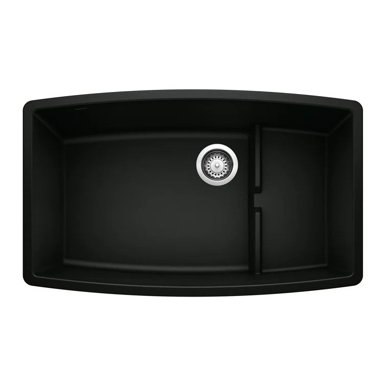 Coal Black Granite Composite Single Bowl Undermount Kitchen Sink