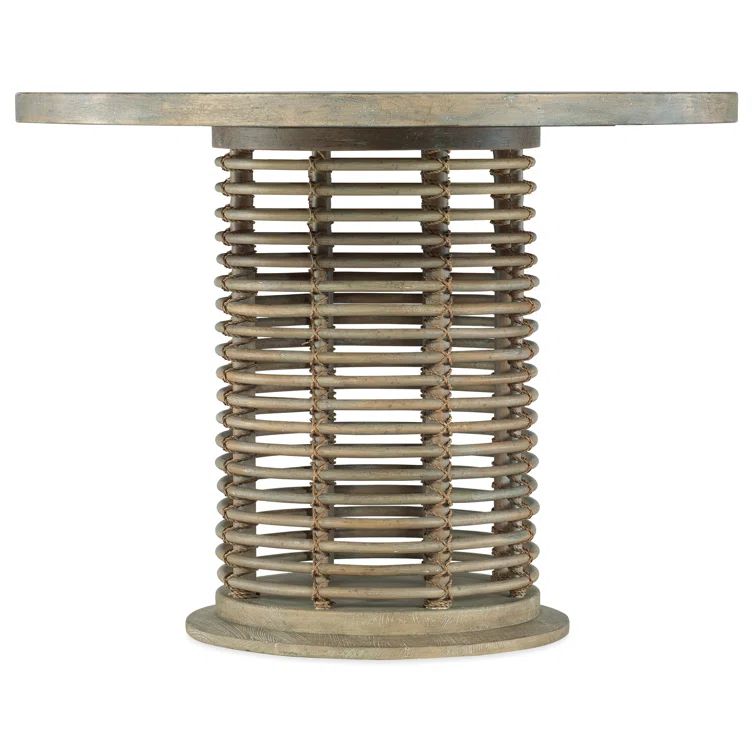 Cumberland 48" Round Beige Solid Wood & Rattan Dining Table