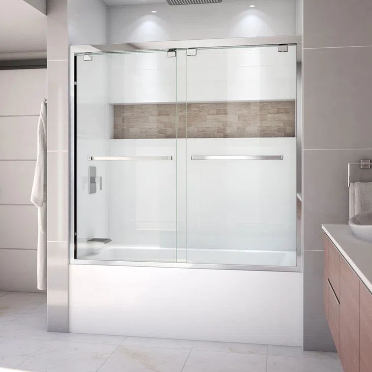 Encore 60'' Clear Tempered Glass Frameless Sliding Tub Door