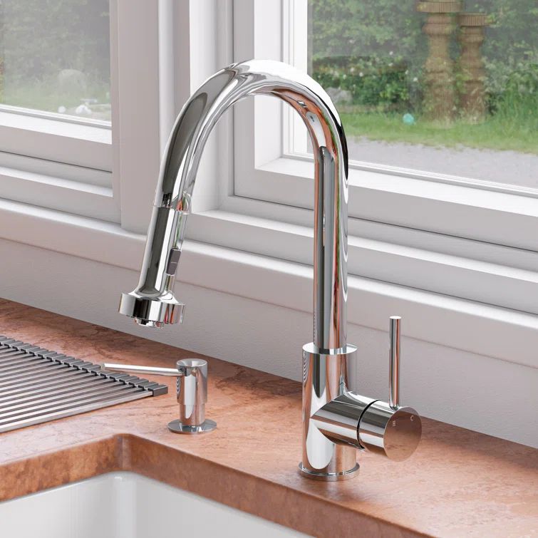 Polished Chrome Pull-Down Kitchen Faucet with Sensor and Spray