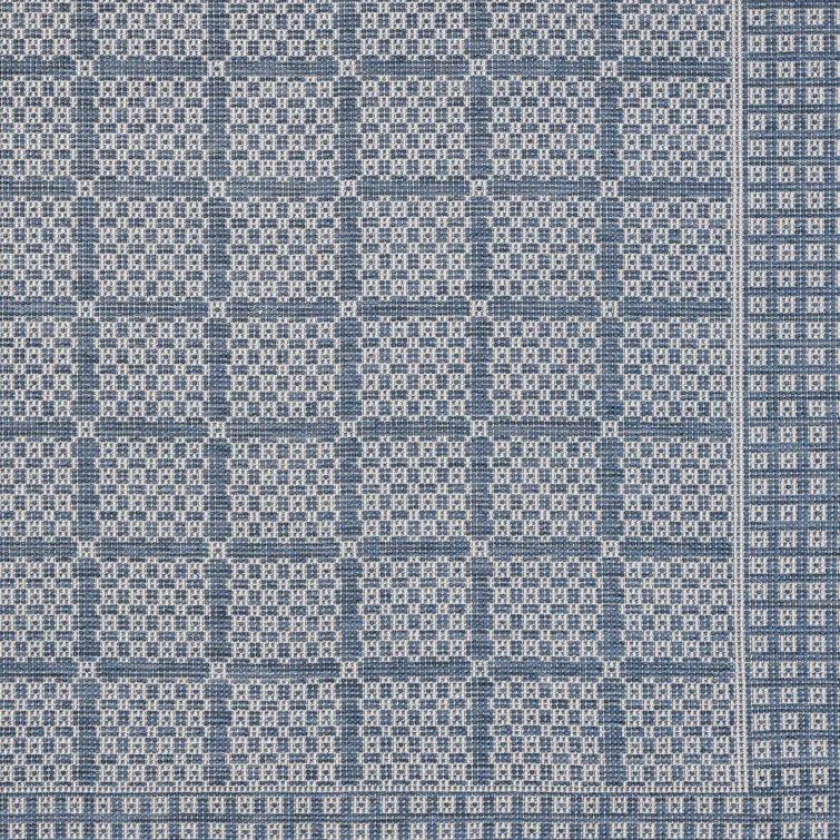 Blue and Gray Geometric Indoor/Outdoor Area Rug