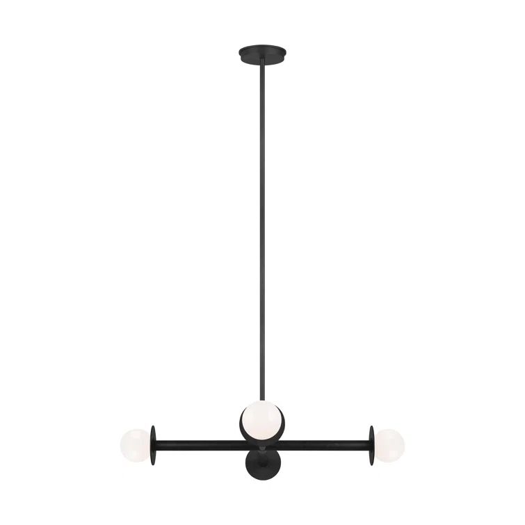 Midnight Black Steel and Glass 4-Light Sputnik Chandelier