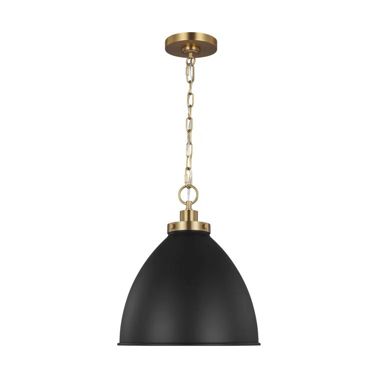 Midnight Black and Burnished Brass Dome Pendant Light