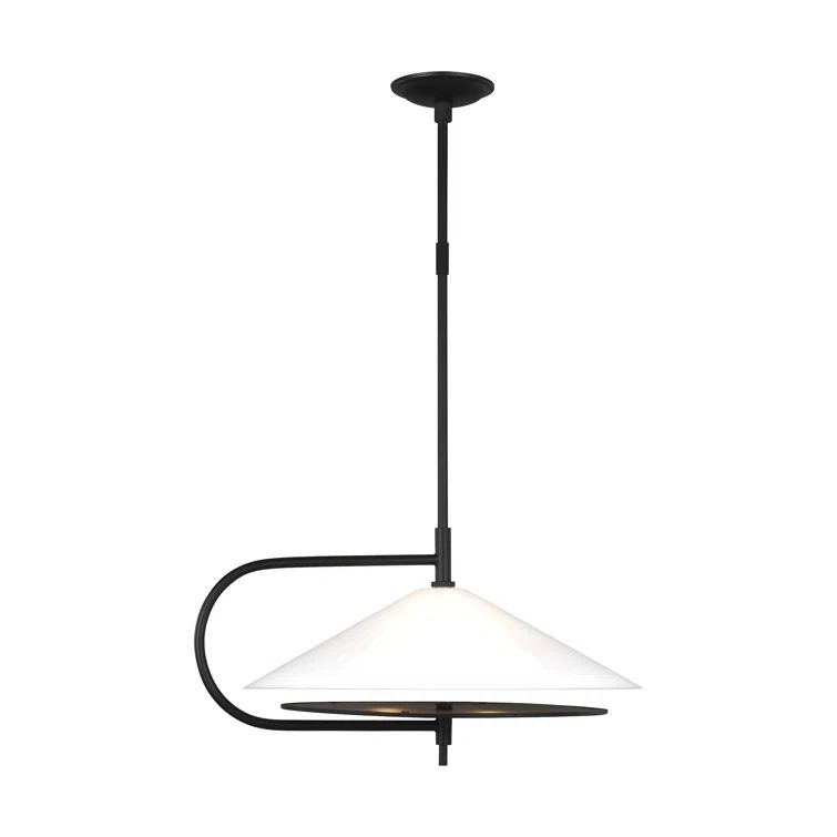 Midnight Black Glass 2-Light Pendant with Metal Diffuser
