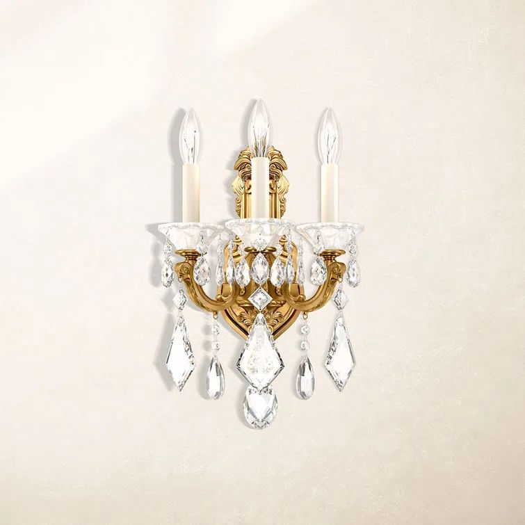 Heirloom Gold Bronze Crystal 3-Light Wall Sconce