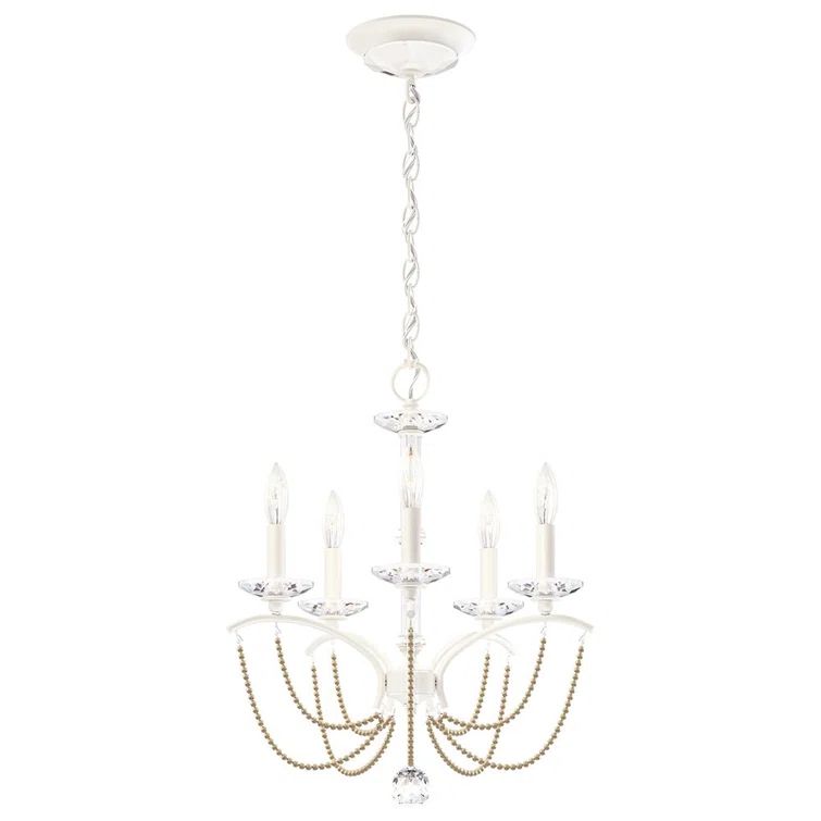 Priscilla White Pearl Crystal 5-Light Mini Chandelier