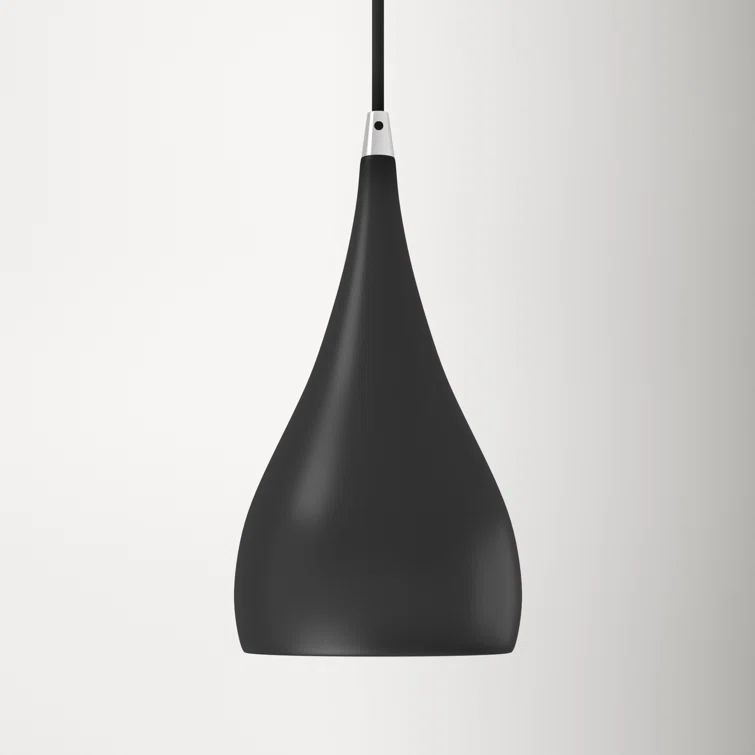 Amador Shiny Black and Gold Mini Pendant Light, 6.25" Indoor/Outdoor