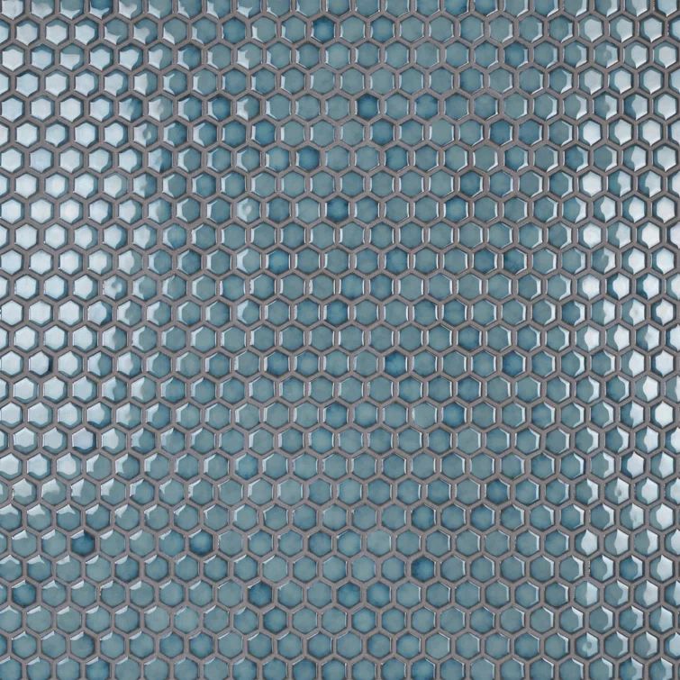 Marine Blue Hexagon Porcelain Mosaic Tile with Glazed Finish
