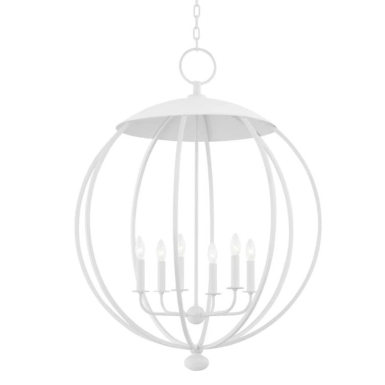 Modern 6-Light White Plaster Pendant for Indoor/Outdoor Use