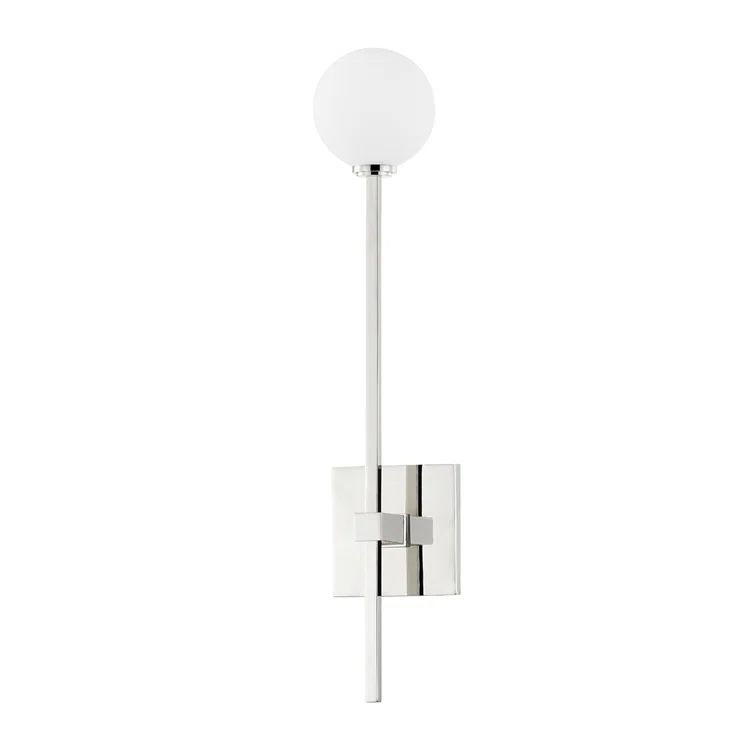Elegant Pellar Polished Nickel Dimmable Globe Sconce with Opal Glass