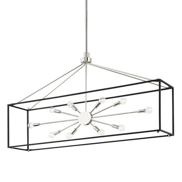 Modern Sputnik 10-Light Polished Nickel & Black Island Pendant