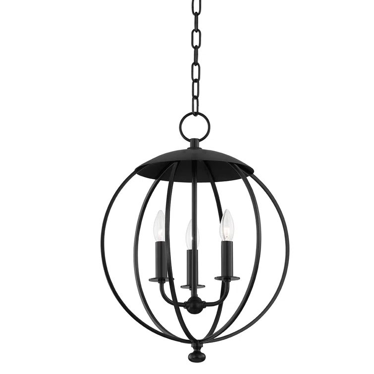 Aged Iron 3-Light Candelabra Pendant with Dimmable Warm White LED