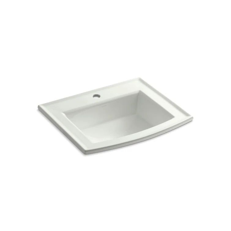 Archer Biscuit Rectangular Ceramic Topmount Bathroom Sink