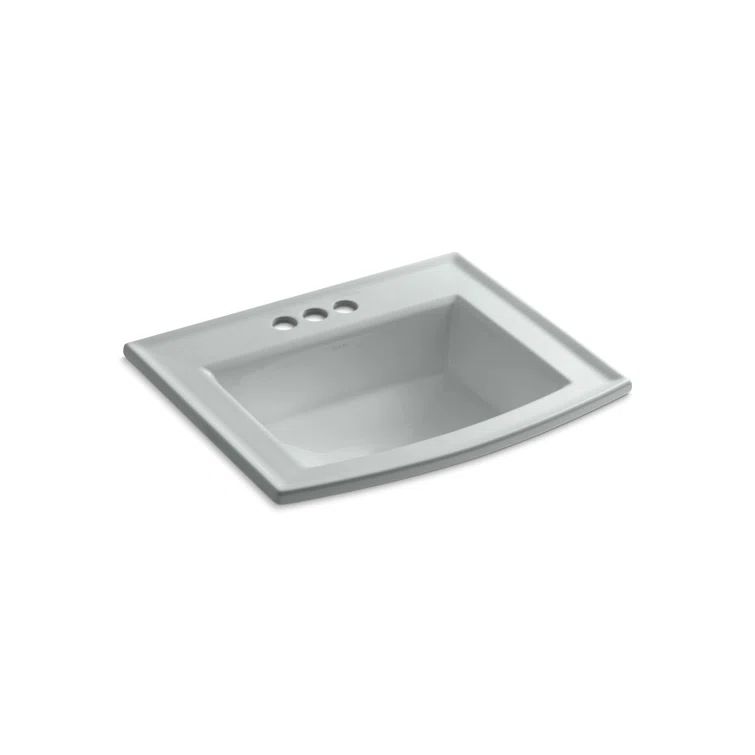 Ice Gray Ceramic Rectangular Drop-In Bathroom Sink with Overflow