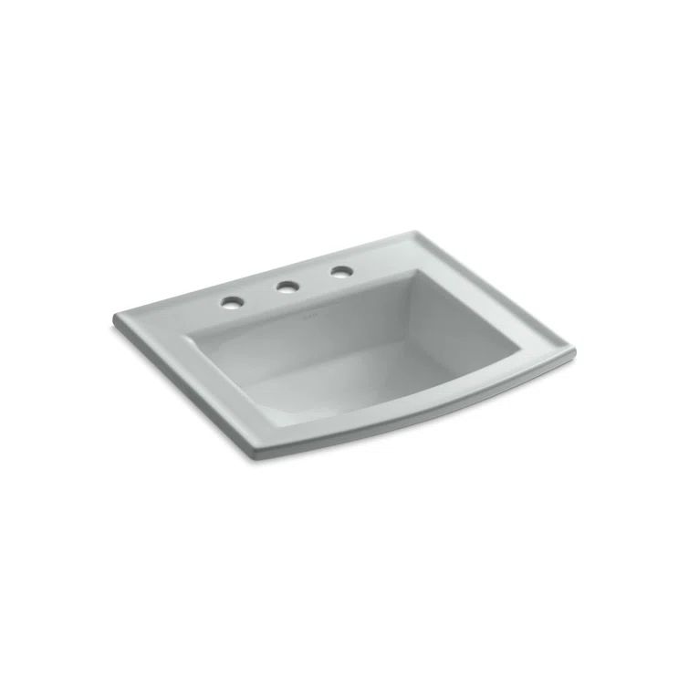 Ice Grey Rectangular Ceramic Drop-In Bathroom Sink