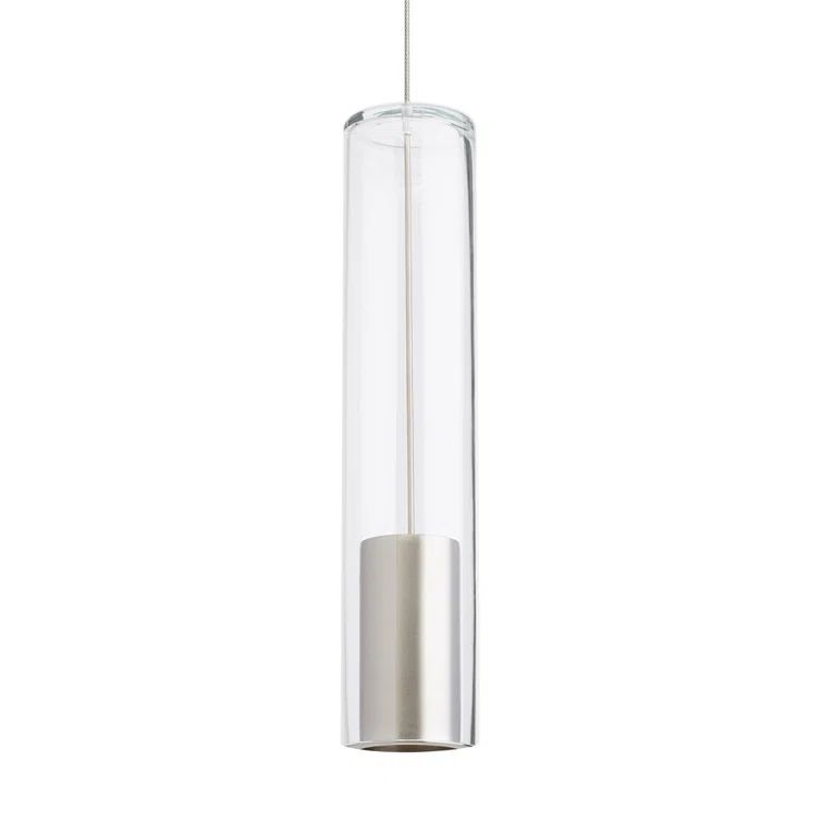 Captra Satin Nickel Mini LED Pendant Light with Clear Glass Shade