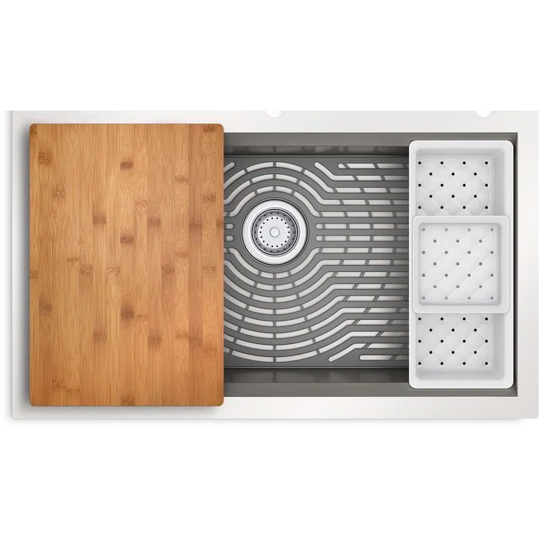 Task 33" Stainless Steel Drop-In Single Bowl Workstation Sink