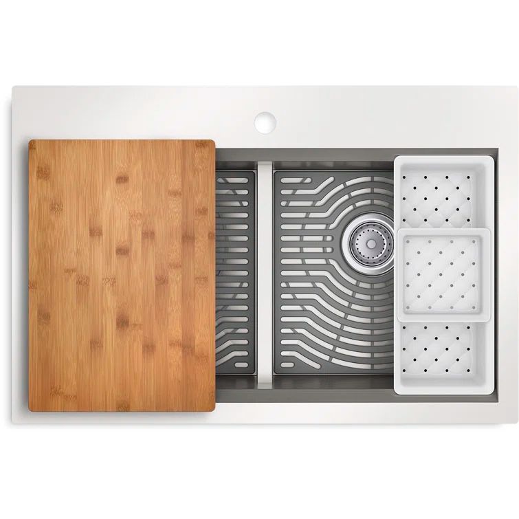 33-Inch Stainless Steel Double-Bowl Workstation Kitchen Sink