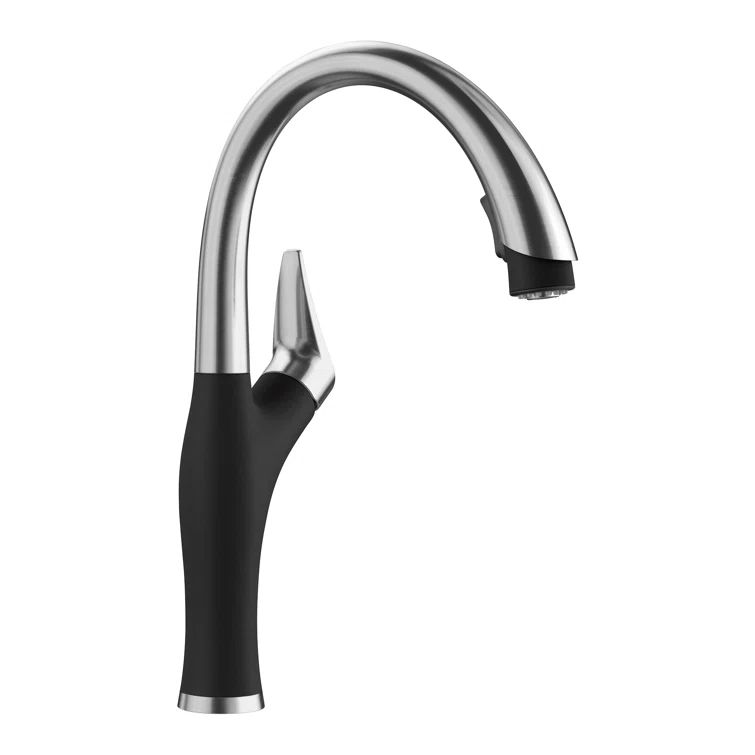 Artona Coal Black and Stainless Steel Pull Down Kitchen Faucet