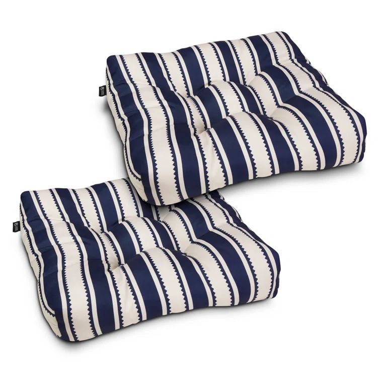 Classic Navy Sedona Stripe 19" Square Patio Seat Cushion