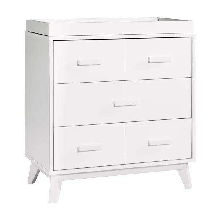 Mid-Century Modern Scoot 3-Drawer Dresser with Removable Changing Tray