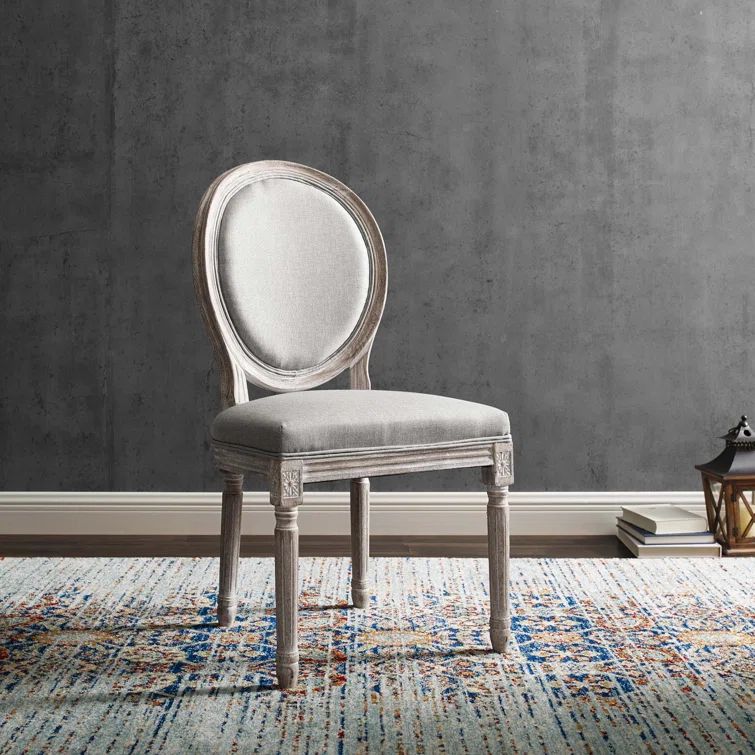 Emanate Fluted Wood Frame Light Gray Upholstered Side Chair