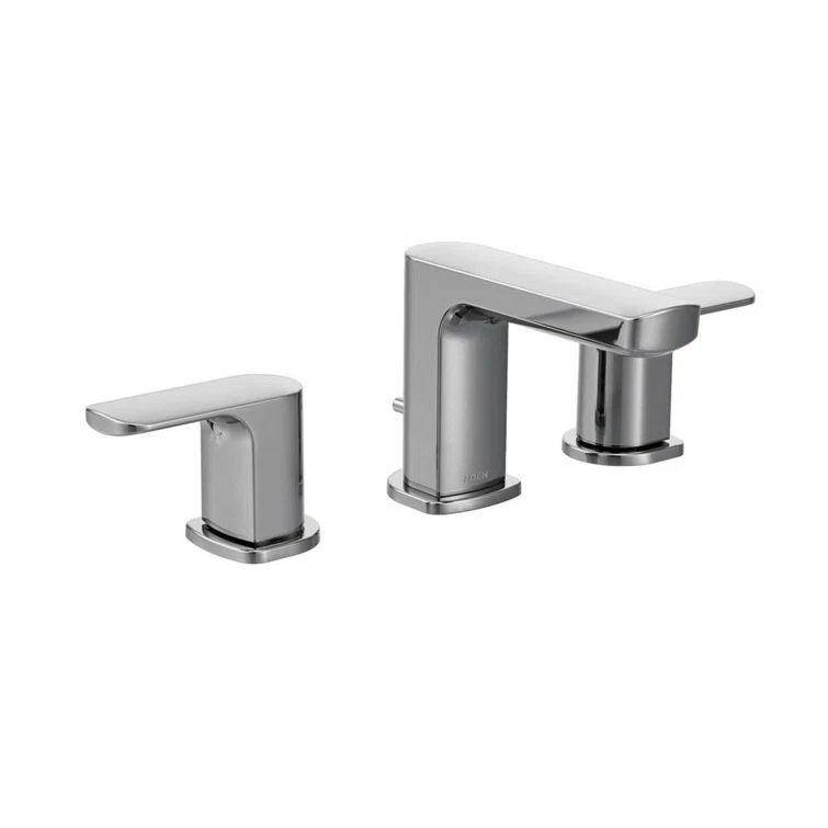 Chrome Modern Widespread Bathroom Faucet with Metal Handles
