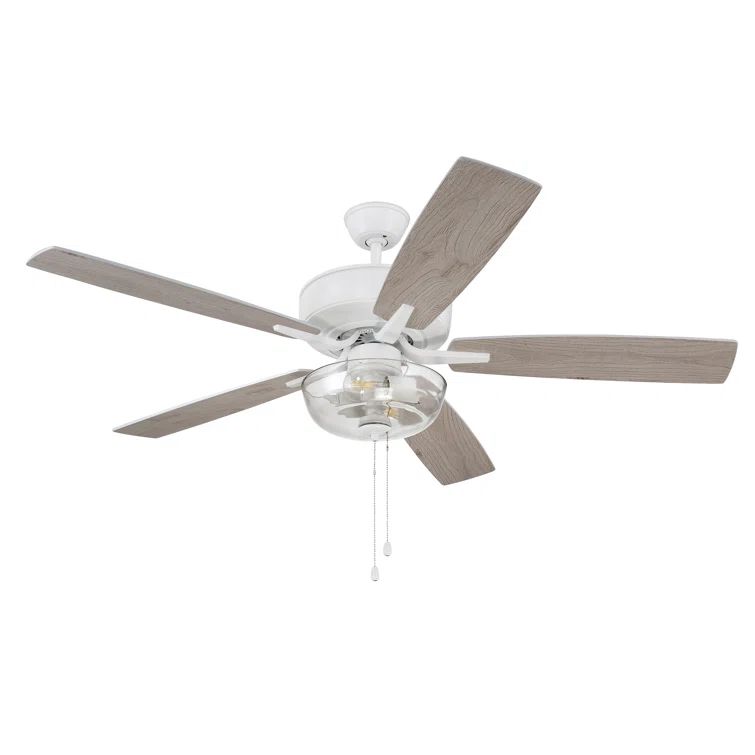 White and Washed Oak 52'' Ceiling Fan with Light Kit