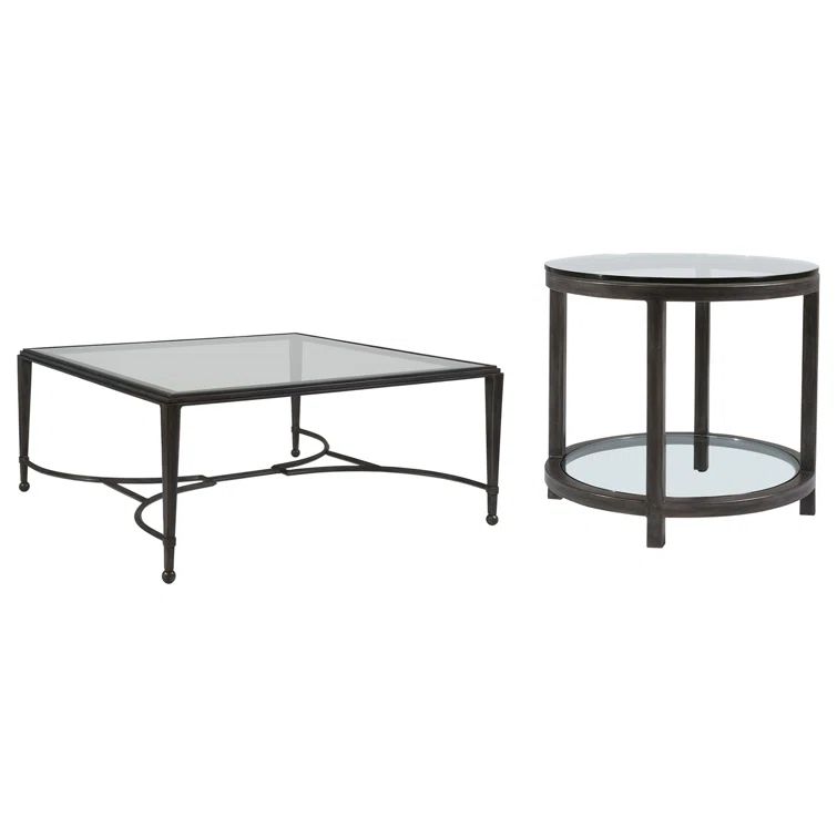 St. Laurent Round Gray Metal and Glass End Table