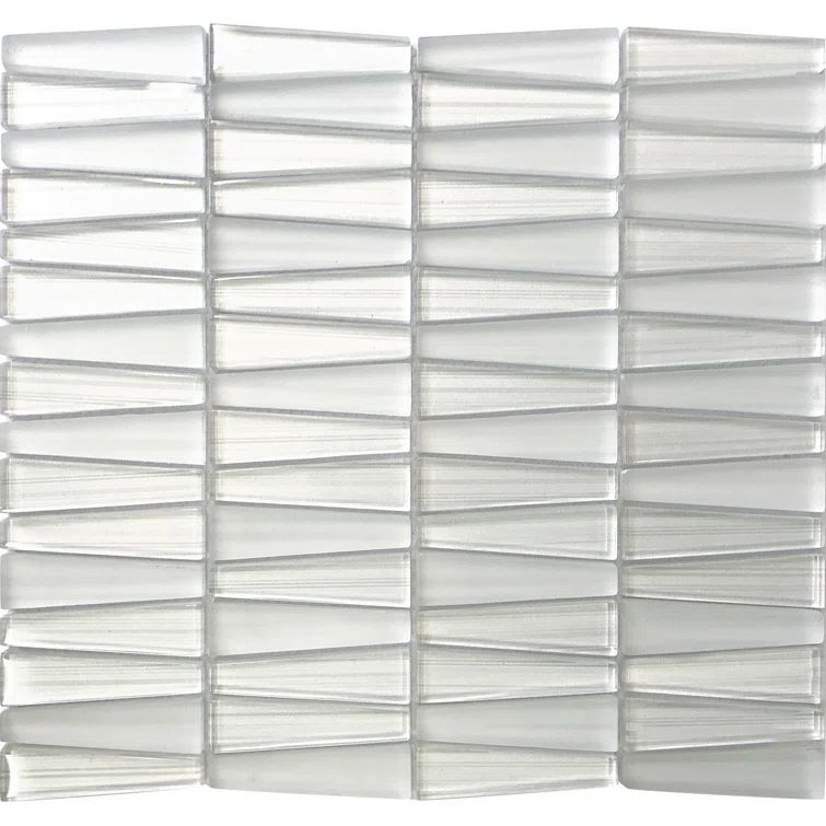 White Glass Trapezoid Mosaic Wall Tile