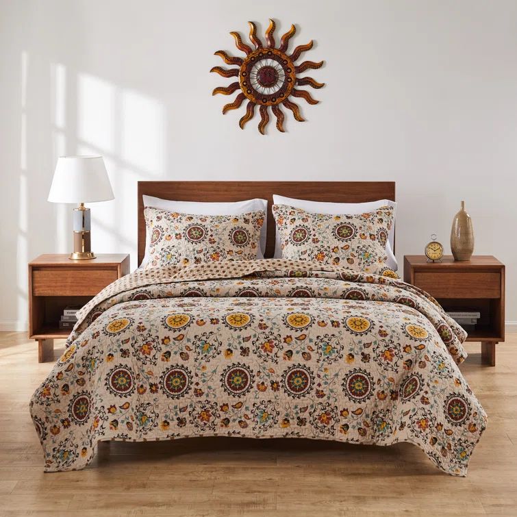 Andorra Twin Multicolor Cotton Reversible Quilt Set