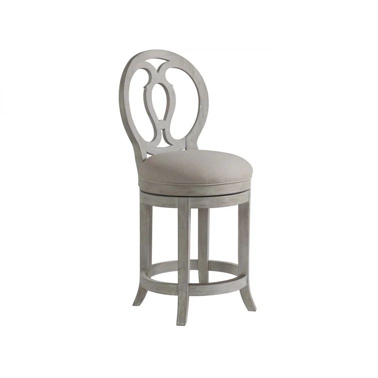 Bianco Traditional Mahogany Swivel Counter Stool with Linen Seat