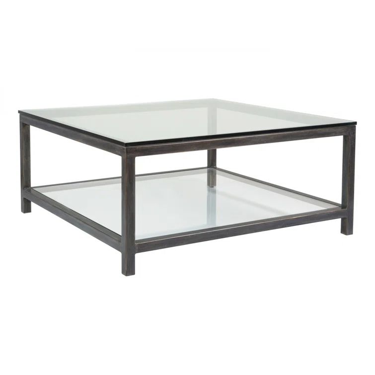 Gray Metal and Glass Square Cocktail Table