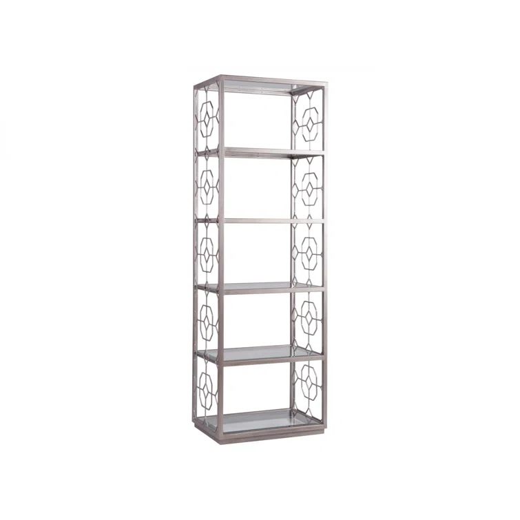 Argento Silver Hand-Forged Iron Etagere with Glass Shelves