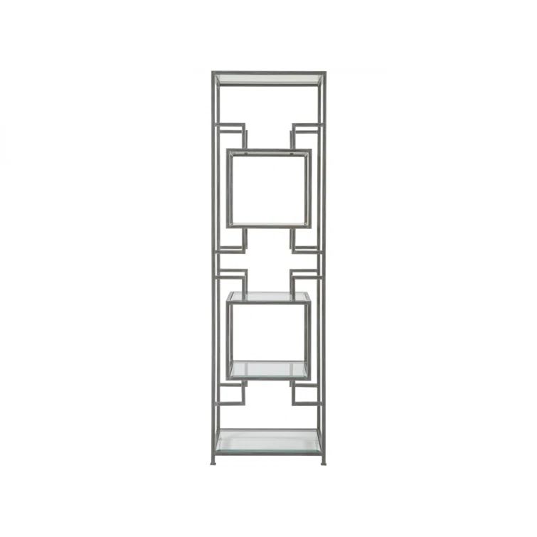 Gray Iron and Glass Cubed Etagere Display Shelf