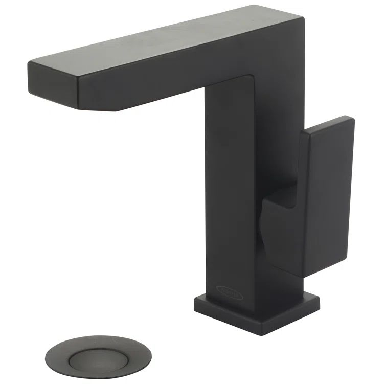 Matte Black Modern Single-Hole Bathroom Faucet with Drain Assembly
