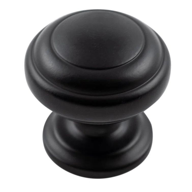 Matte Black Round Zinc Cabinet Knob with Mounting Hardware
