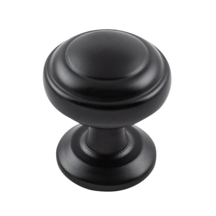 Matte Black Round Zinc Cabinet Knob with Mounting Hardware