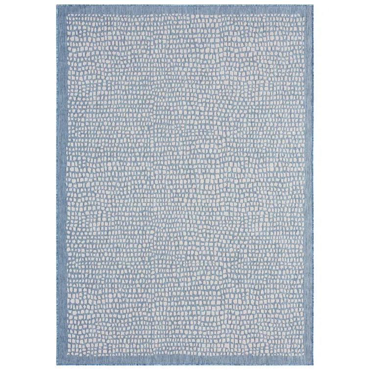 Blue Rectangular Synthetic Indoor/Outdoor Area Rug