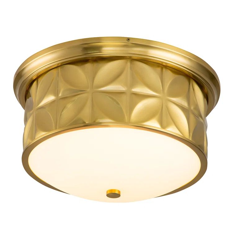 Epsilon 3-Light Aged Brass Flush Mount with Sanded Glass